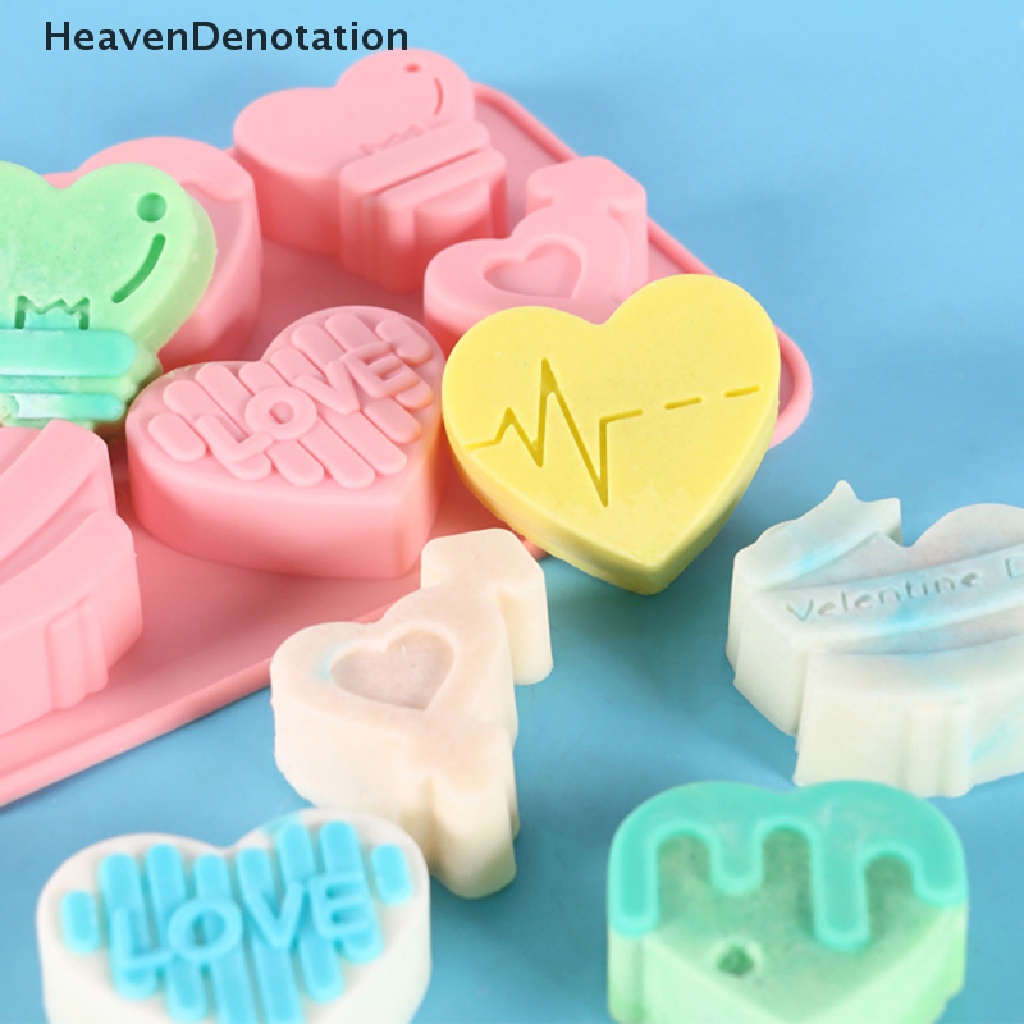 [HeavenDenotation] 6cells Lovely Heart Heat Safe Silicone Cetakan Coklat DIY Alat Kue HDV