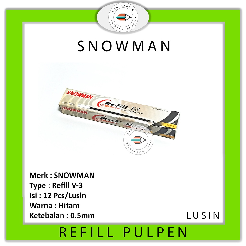 

SNOWMAN - Refill Ballpoint V-3 Hitam - Lusin