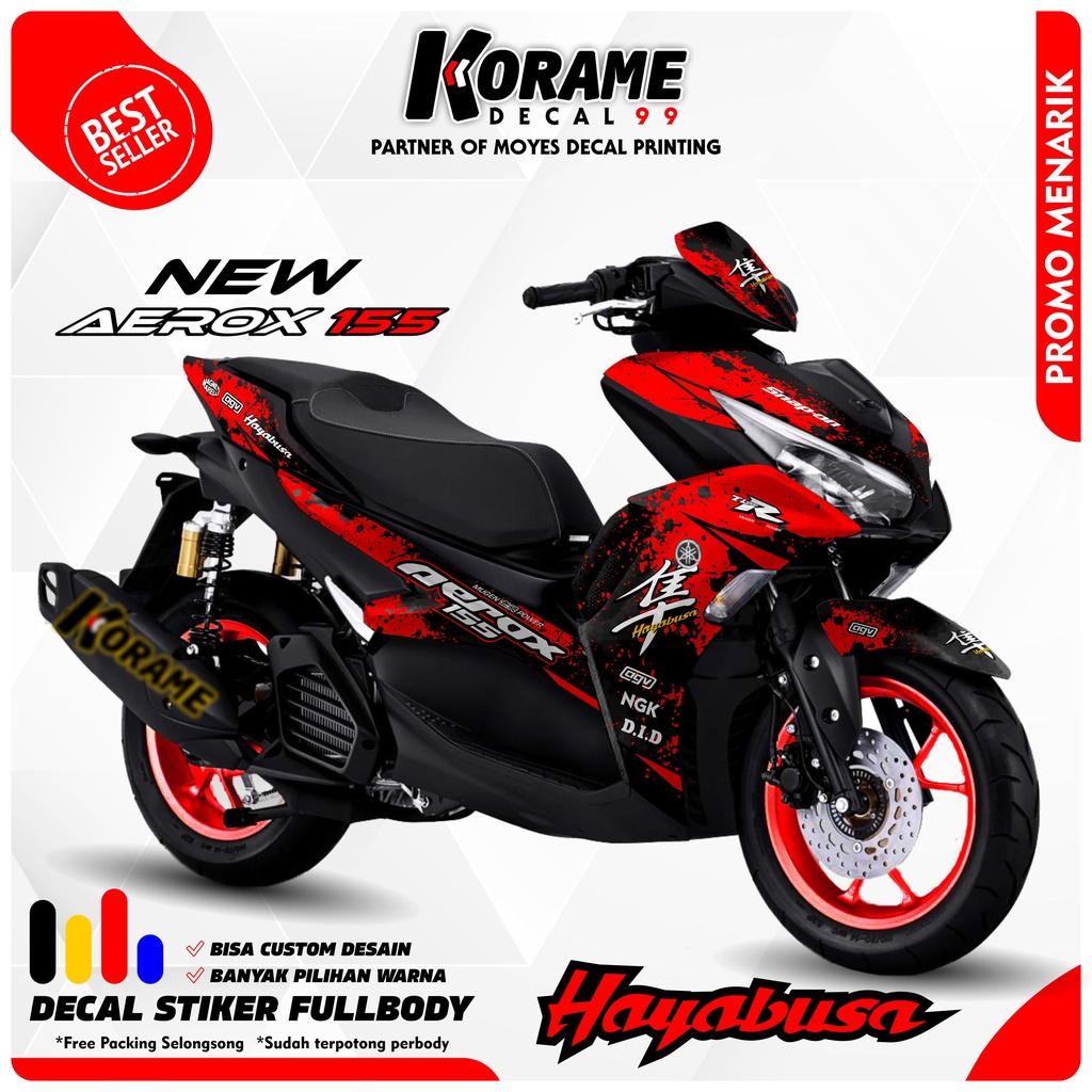 Decal New Aerox 155 - Motif Hayabusa Warna Merah