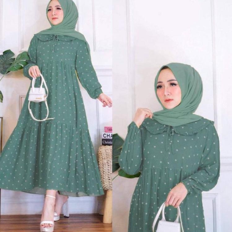 BEST SELLER MIDI DRESS POLKA / DRESS MIDI RAYON POLKA / KANIA MIDI DRESS