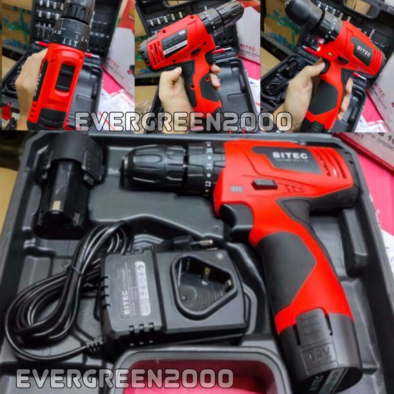 Mesin Bor Impact Driver Cordless BITEC MBB 1012 Li-YS  / 2 Baterai Charge / Assy with Tool Box &  Ac