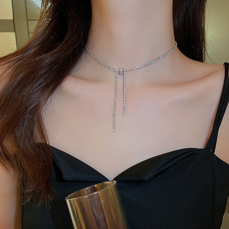 Fashion Kalung Rantai Kristal Untuk Wanita Mewah Zirkon Choker Perhiasan Aksesoris