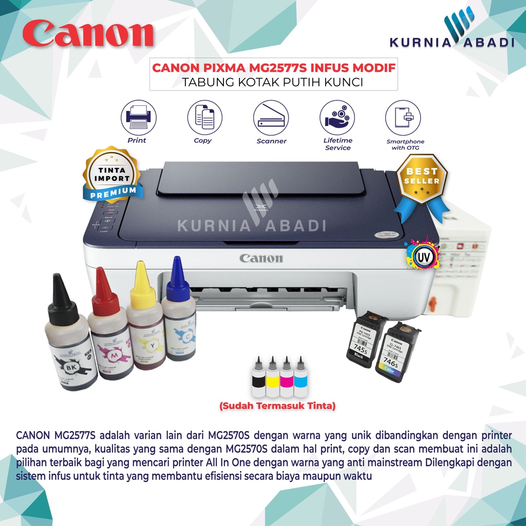 Printer Canon PIXMA MG2570S Infus Print Scan Copy Inkjet Tabung Kotak