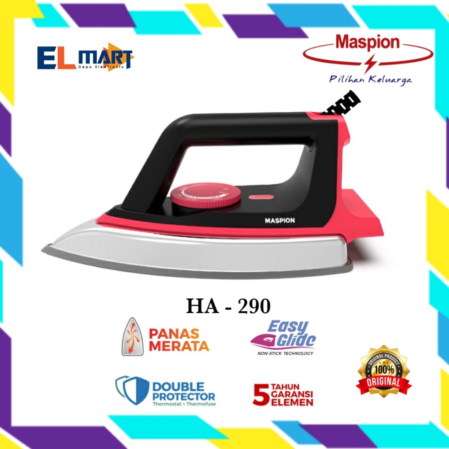 Maspion Setrika Listrik HA 390 HA390 Anti Lengket Automatic Dry Iron