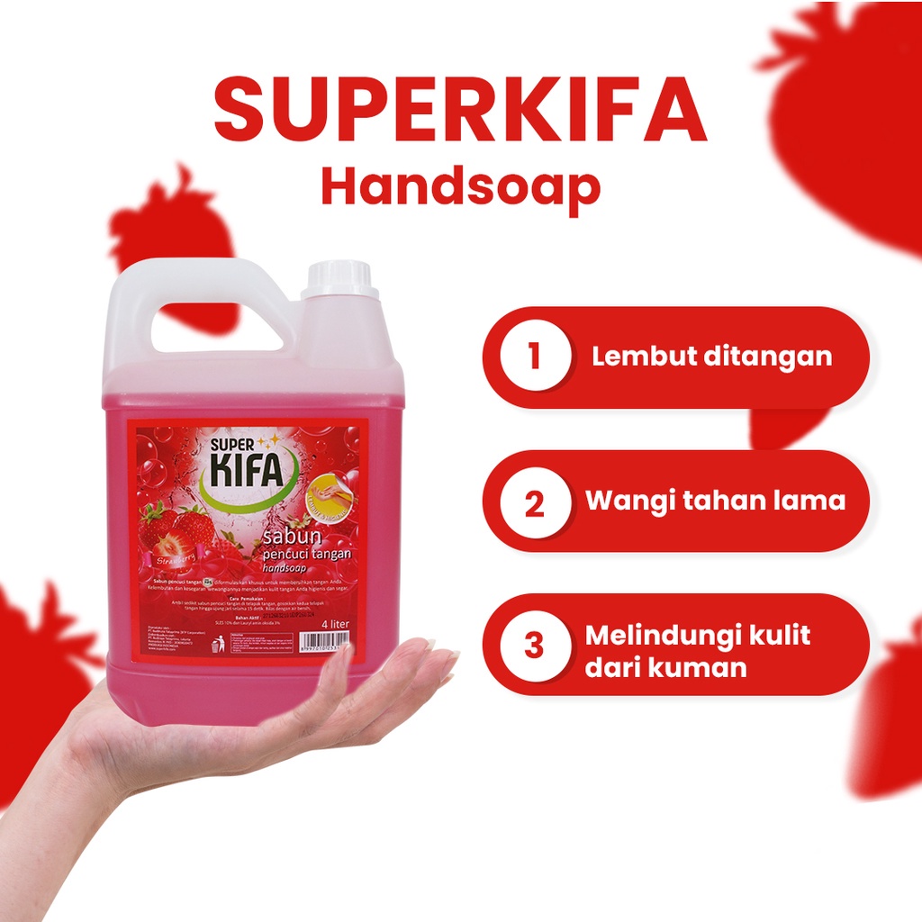 SUPER KIFA Jerigen Hand Soap Strawberi 4L - Sabun Cuci Tangan