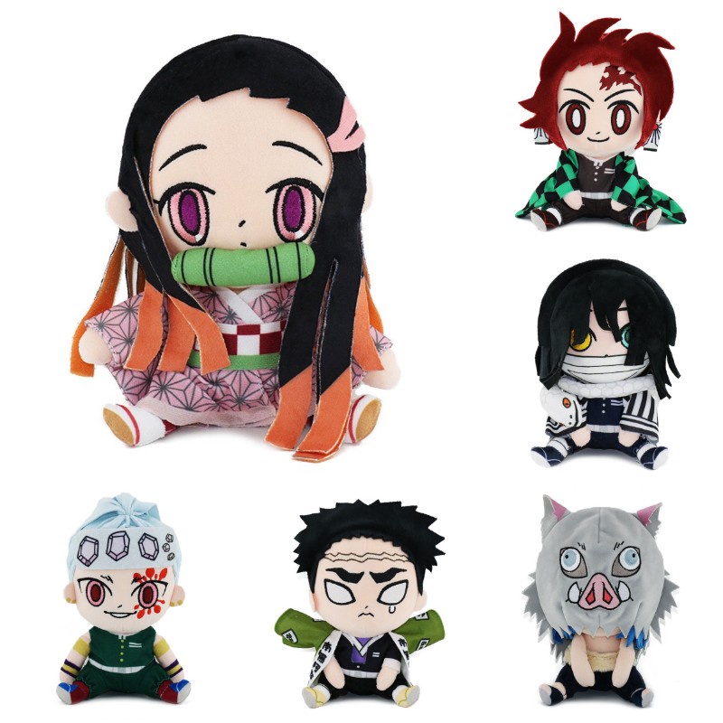 17*20cm Demon Slayer Mainan Mewah Zenitsu Giyuu Tanjiro Nezuko Inosuke Xmas Hadiah