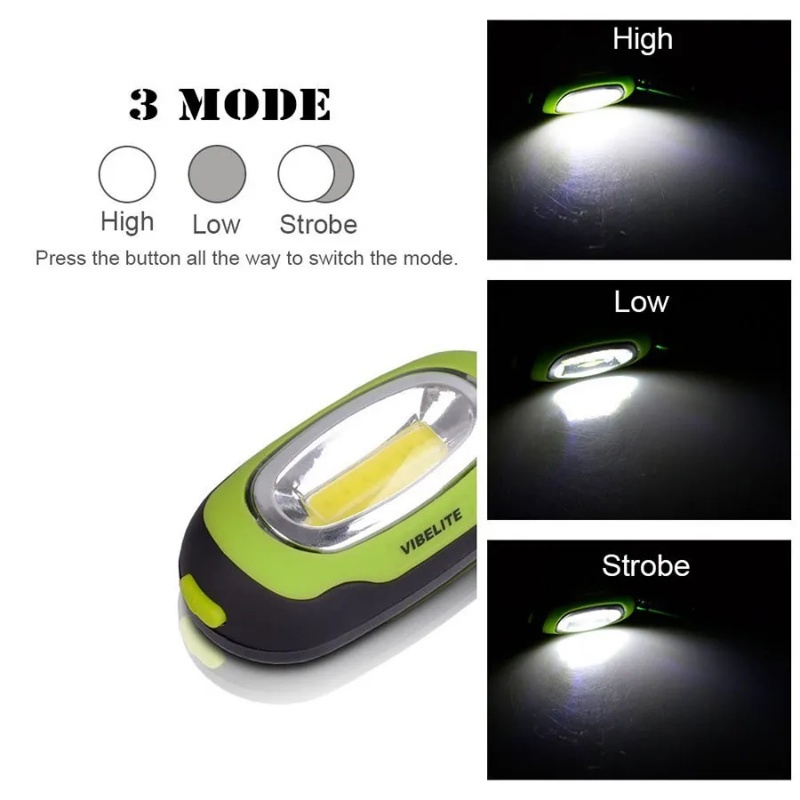 Portable Battery Powered Mini COB Keychain Light / 3 Modes Adjustable Night Illumination Working Lamp / Outdoor Easy Carrying Emergency Torch