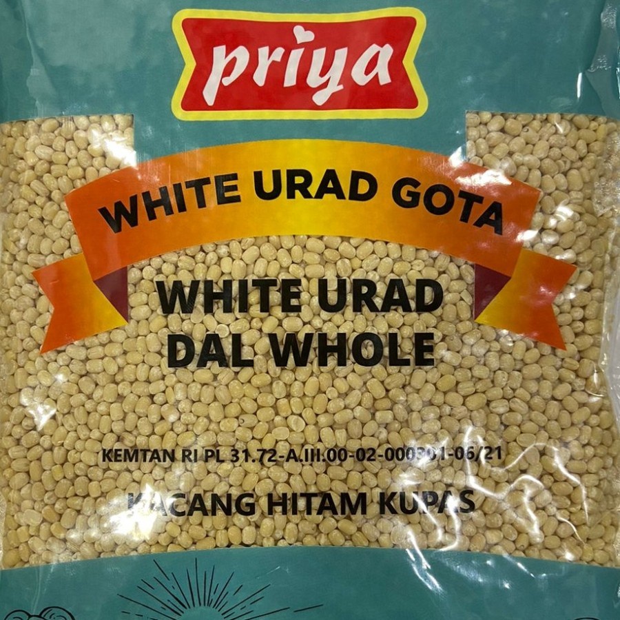 

WHITE URAD DAL WHOLE PRIYA 500G/Kacang Hitam Kupas