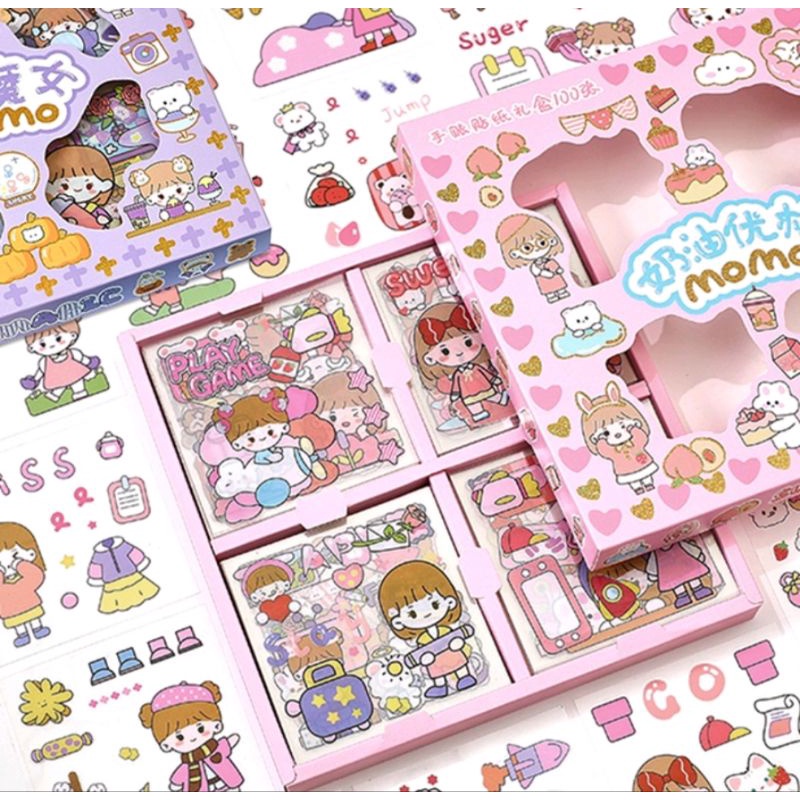 BOP STICKER MOMO WATERPROOF ISI 100 LEMBAR PER BOX [BISA PILIH WARNA]