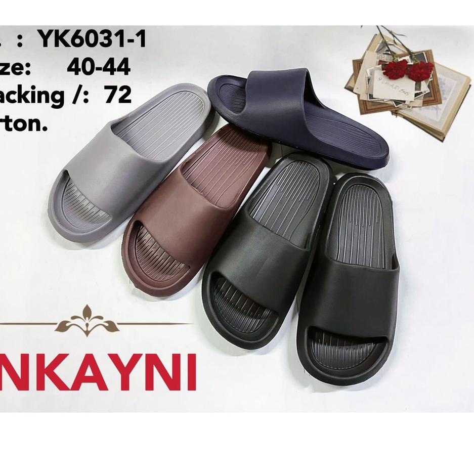 ➴ YK6031-1 Sandal Selop Karet Pria / Sandal Slide Karet Cowok Merek Inkayni Ukuran 40-44 ™