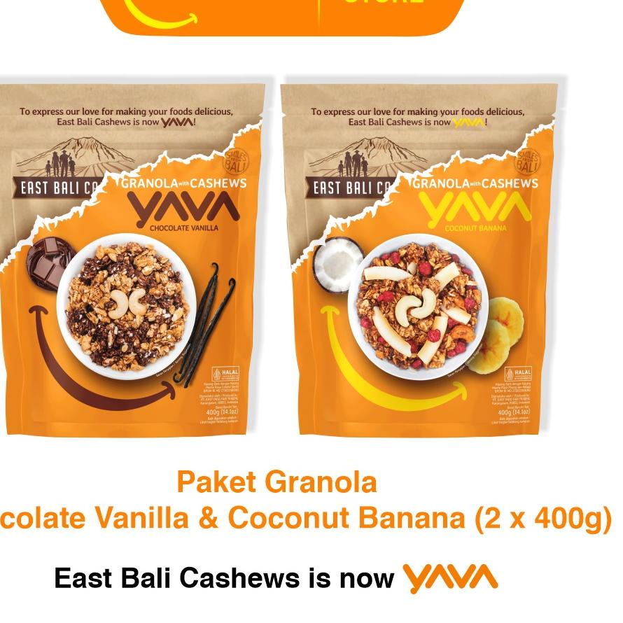 

☀ YAVA Paket Granola Chocolate Vanilla & Coconut Banana (2 x 400g) ☃