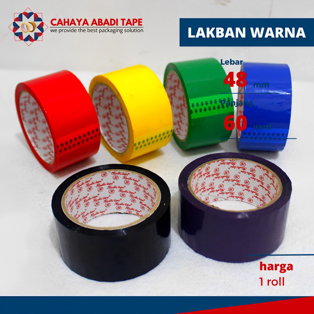 

LAKBAN WARNA/BLOK ADHESIVE COLOR 48MM X 60 YARD PER ROLL