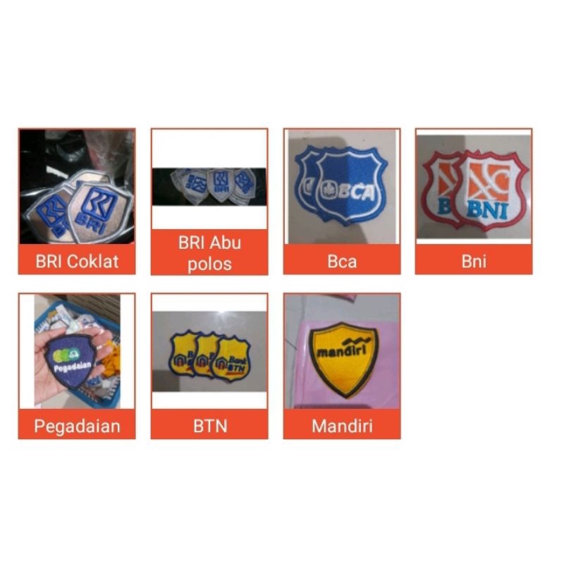 LOGO BANK BRI BORDIR TIMBUL,BCA,BNI,BANK JATIM,BTN