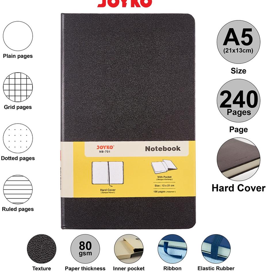 

Hot Sale JOYKO NOTEBOOK DIARY A5 HARD COVER / BUKU CATATAN JURNAL A5 JOYKO AGENDA KECIL GARIS KOTAK POLOS TITIK NB-701 NB-702 NB-703