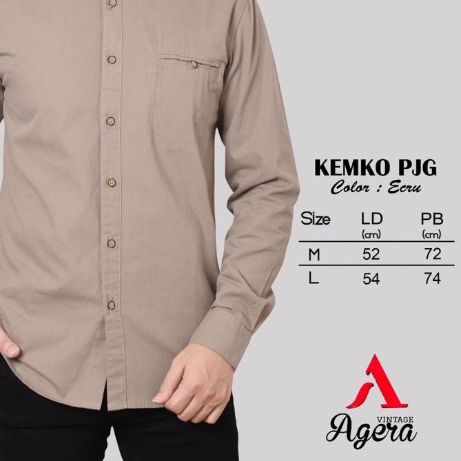 ★ Kemeja Koko KEMKO Kemeja Pria Kerah Sanghai Polos Lengan Panjang Brand Agera ➴