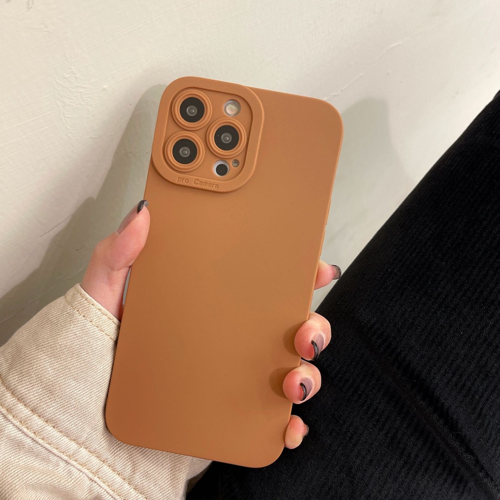 IPHONE Ins Style Simple Pure Color Skin Friendly Phone Case Untuk Iphone14 13 12 11 Pro Max X XS Max XR 78 Plus Canggih Shockproof Dan Tahan Jatuh