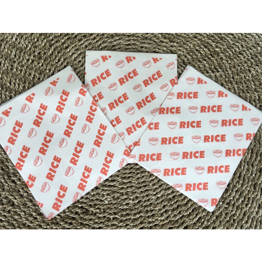 

Kertas Nasi KFC Logo Rice Merah Food Grade Paper Wrap Laminasi 27x22 Kemasan Rim