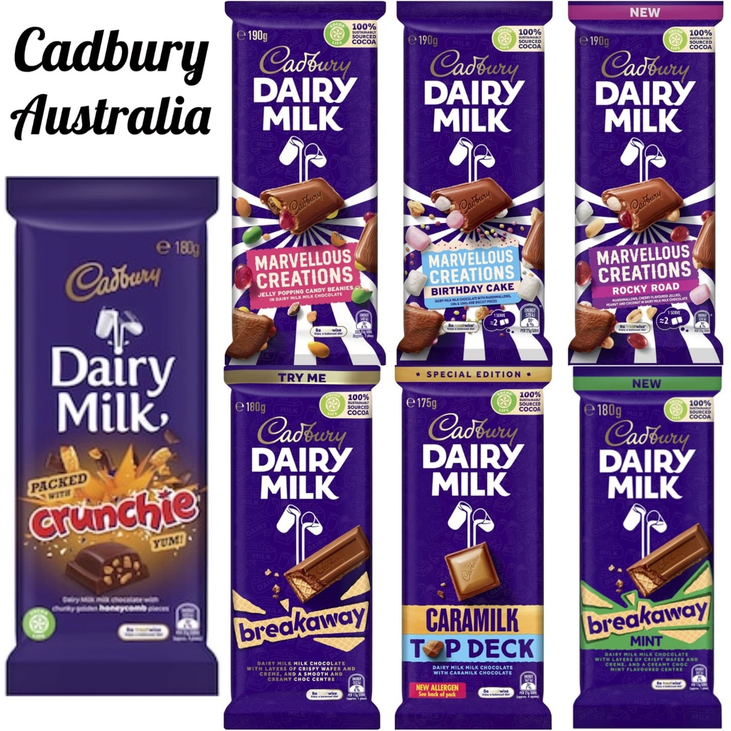 

Cadbury Australia Dairy Milk Crunchie/Marvellous Creation/Cadbury Mint Breakaway/Cadbury Breakaway