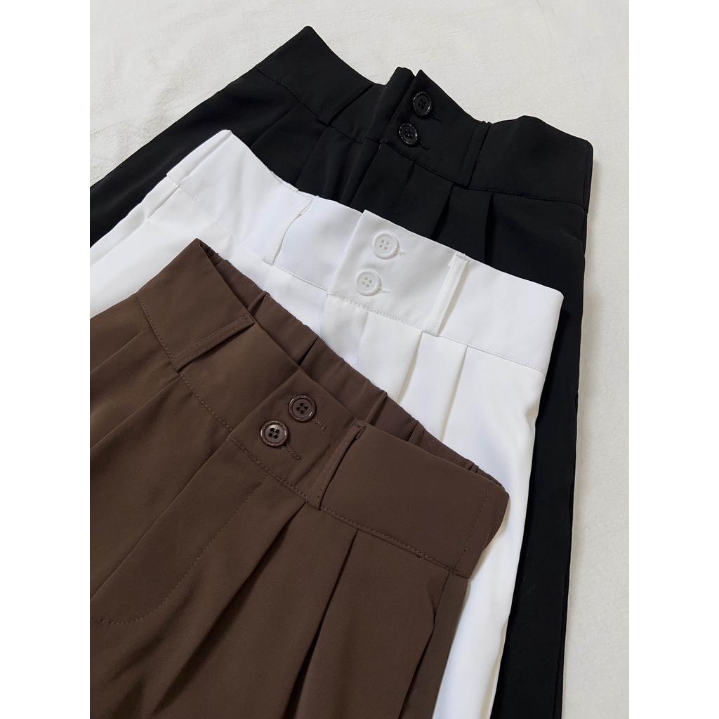 coklat/hitam/putih highwaist terbaru celana kulot panjang wanita dewasa import kekinian