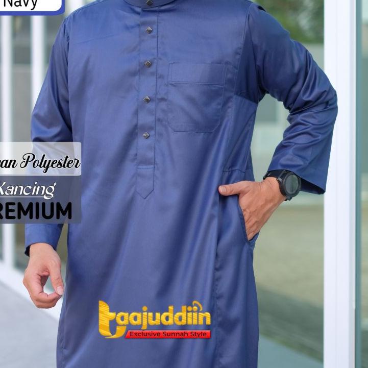 (Bisa Cod) Gamis Jubah Pria Saudi Style Alharamain Polyester Korea Kancing Exclusive Jubah Saudi Alh