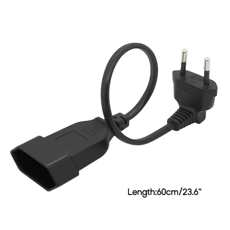 Zzz 30cm EU Power Adapter Cord 90derajat Putaran Eropa 2Pin Kabel Male to Female