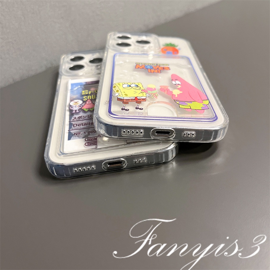 Compatible For IPhone 14 13 12 11 Pro Max X XR Xs Max 8 7 Plus SE 2020 Kompatibel Untuk Karakter Kartun Card Holder Phone Case Clear TPU Soft Cover Pelindung