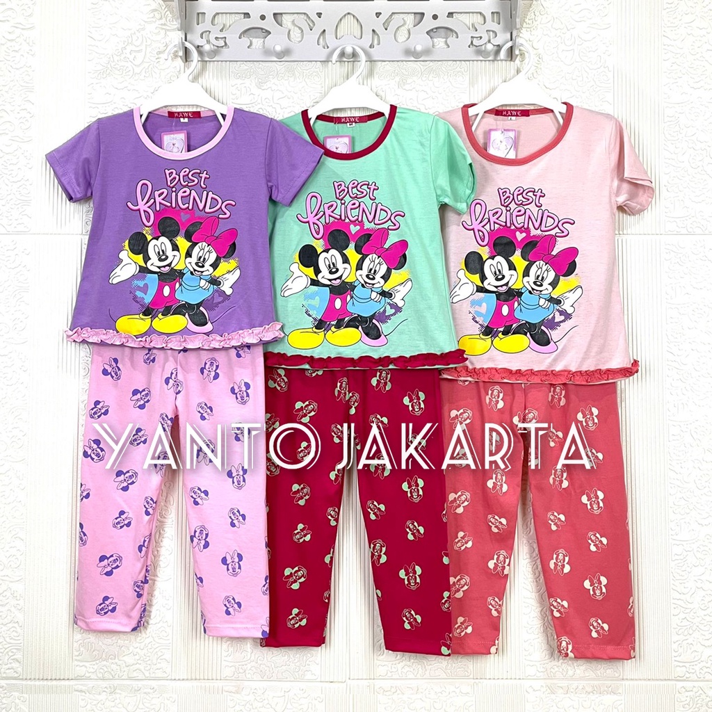 BAJU TIDUR MINNIE SETELAN ANAK PEREMPUAN LENGAN PENDEK