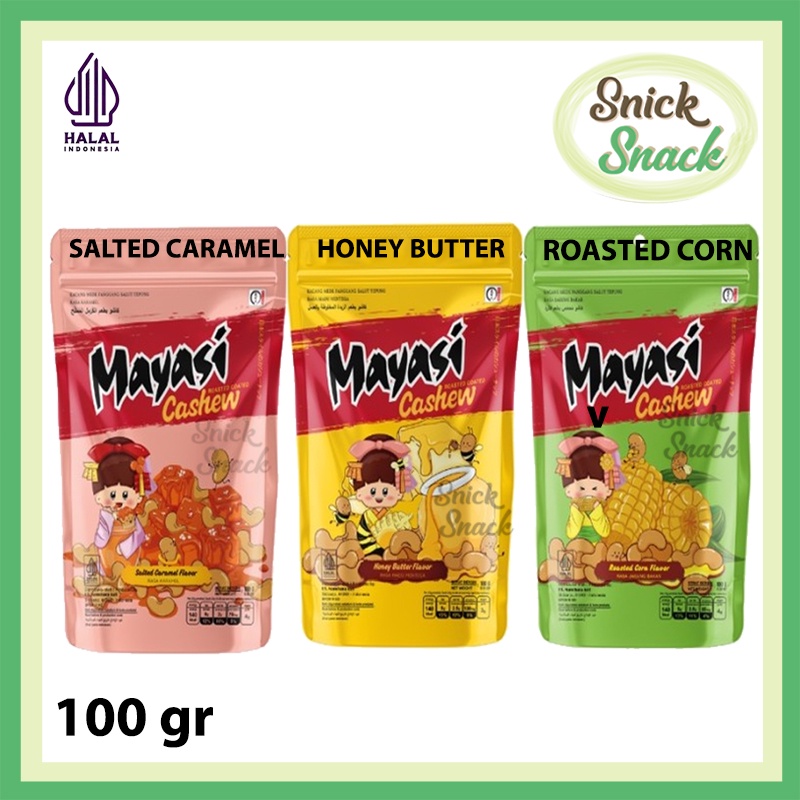 

Mayasi Cashew Kacang Mede Mayashi Mete Honey Butter Salted Caramel Roasted Corn 100 gr