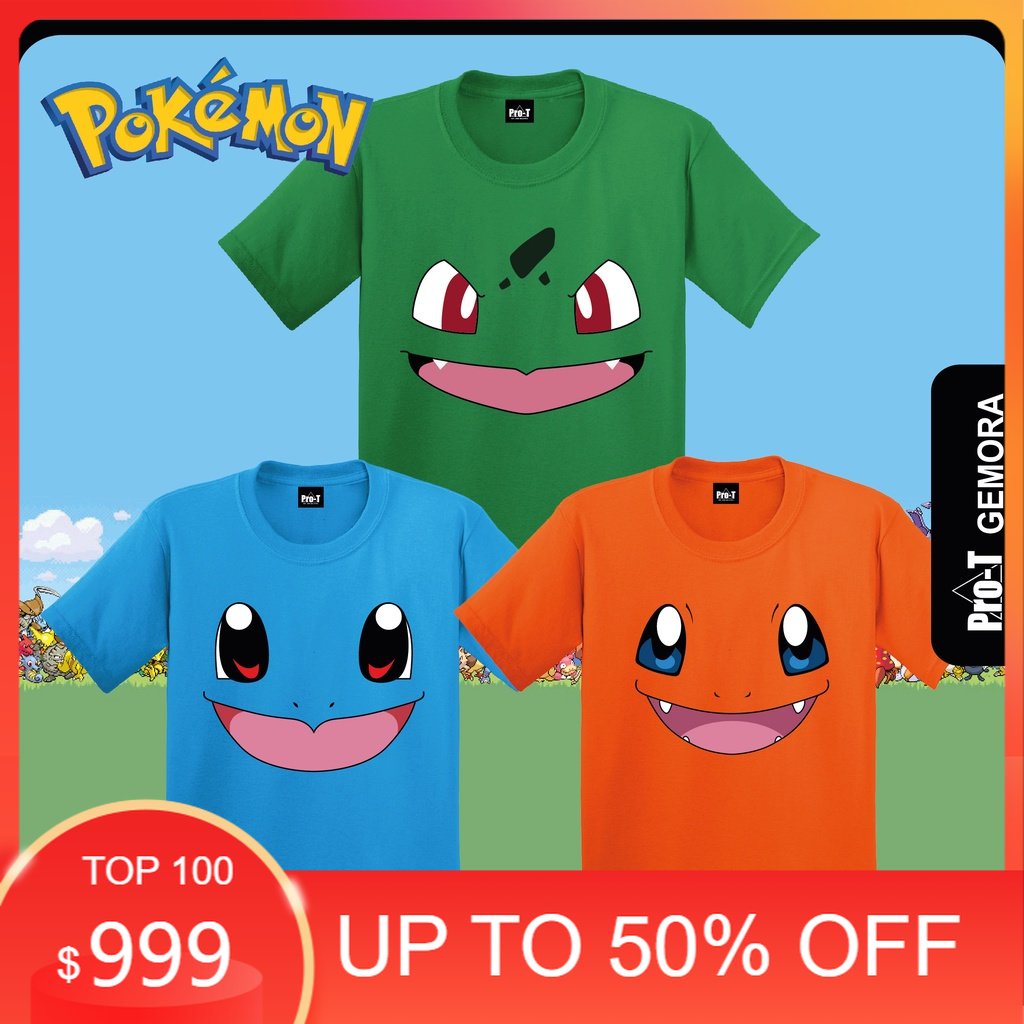 kaos baju anak POKEMON CHARMANDER  BULBASAUR SQUIRTLE Cartoon Character Face