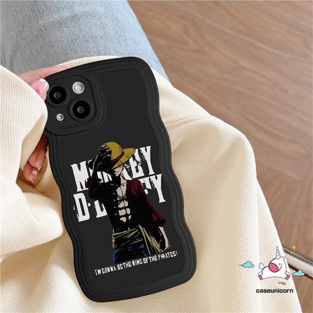 IPHONE Kartun Luffy Case Kompatibel Untuk Iphone14 11 13 12 Pro Max 6s 6 7 8 Plus XR X XS Max14 Plus SE 2020 Merek Trendi One Piece Lembut Tpu Pola Tepi Bergelombang Cover Cases