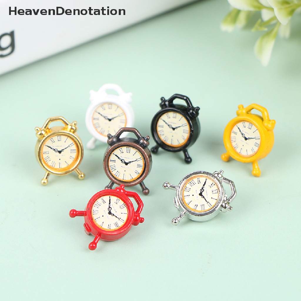 [HeavenDenotation] 1Pc 1: 12 Dollhouse Miniature Alarm Clock Model Doll Home Room Decoration Toy HDV