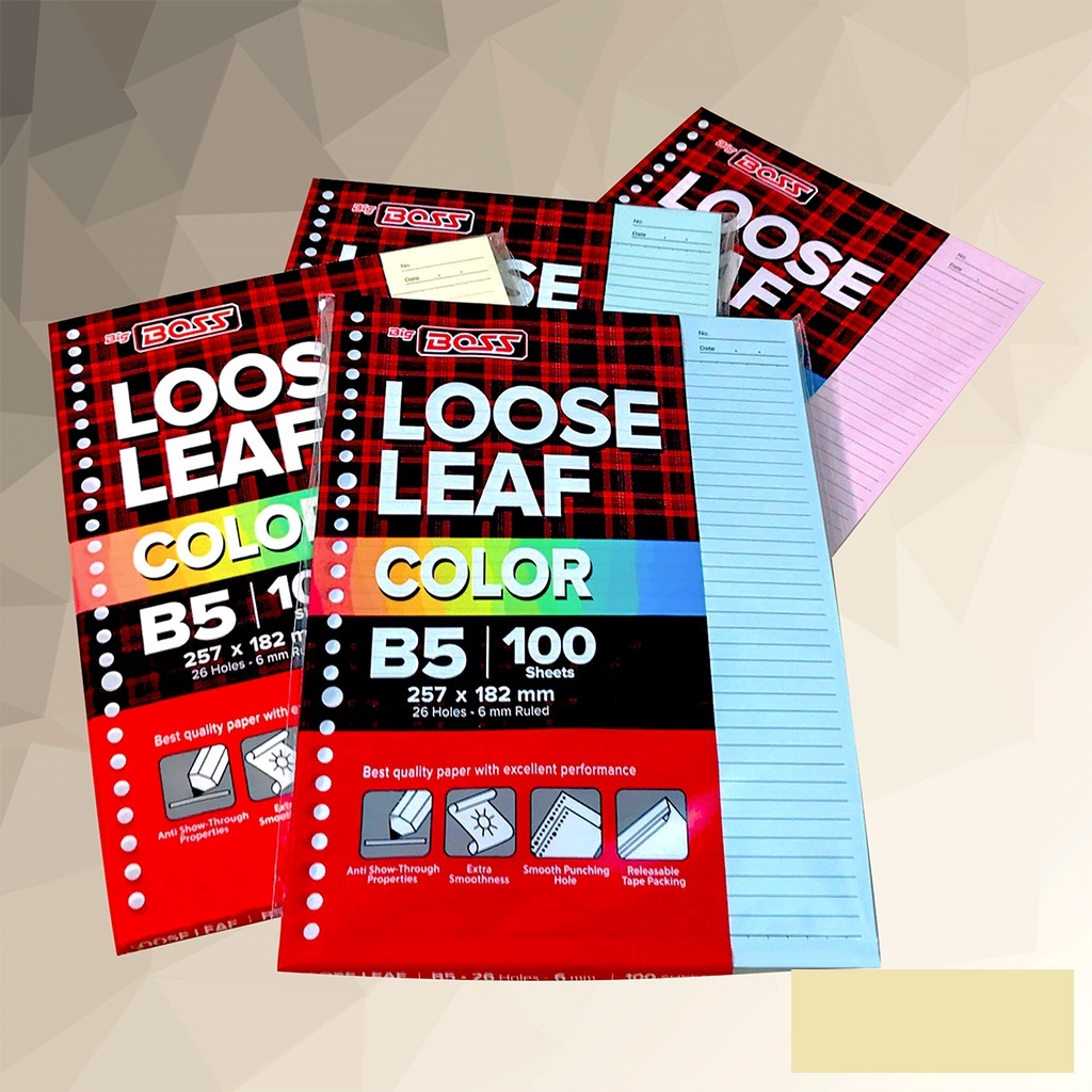 

Big Boss Loose Leaf B5 Warna Warni 100 Lembar Kertas Binder