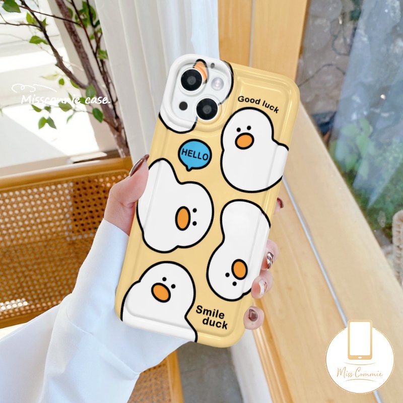 Kartun Bebek Yang Indah Casing Ponsel Kompatibel Untuk IPhone 11 Pro MAX XR 6 6S 7 8 Plus 14 13 12 11 Pro MAX X XS MAX SE 2020 Shockproof Airbag Kamera Perlindungan Lembut TPU Silicon Cover