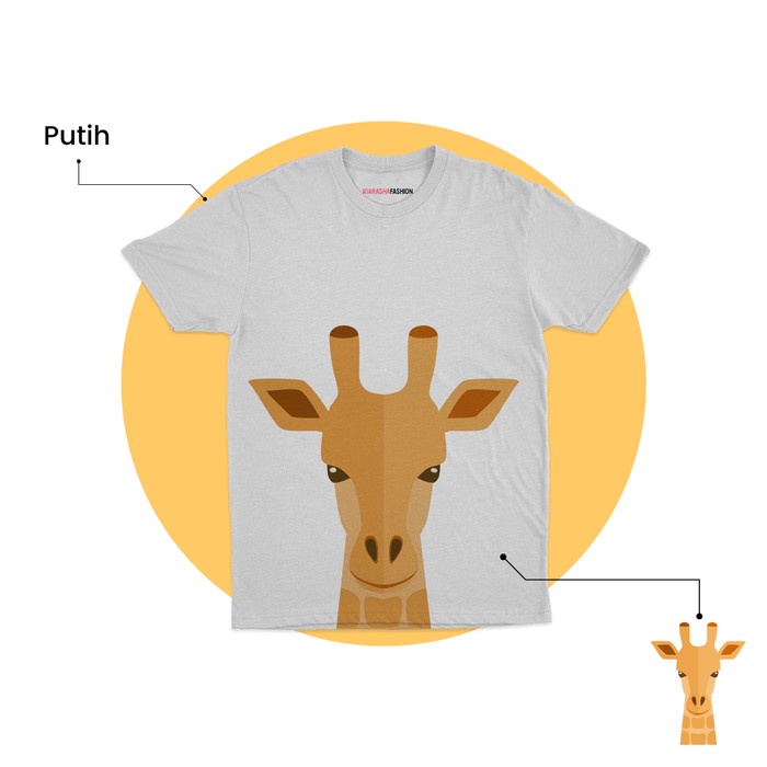 Kaos Anak Motif Safari - Giraffe - Putih, 1