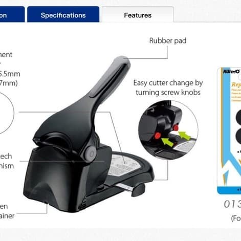 Pembolong KW-trio 9574 effortless Lever-tech Heavy Duty 2 Hole Punch