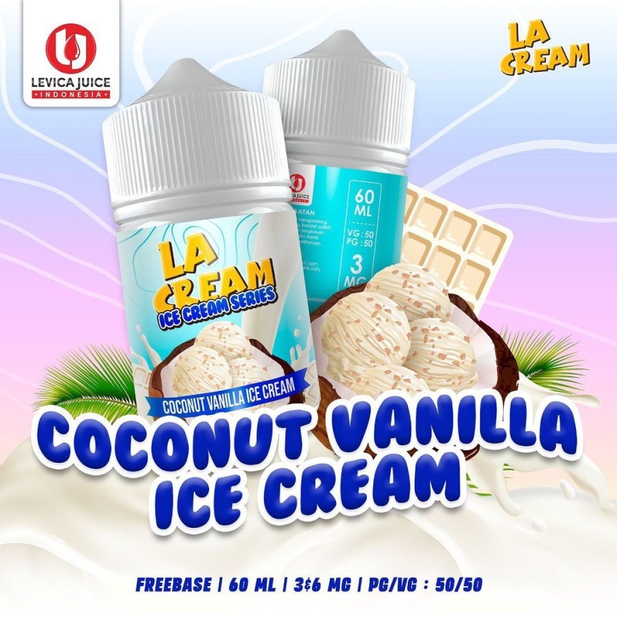 LA CREAM ICE CREAM COCONUT VANILLA BY LEVICA JUICE 3MG 60ML