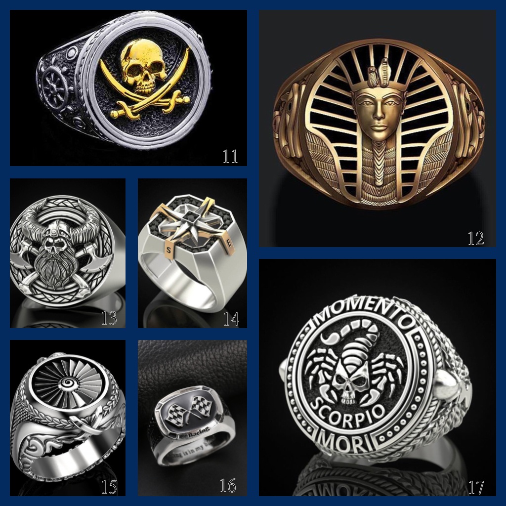 Goldkingdom Aksesoris Perhiasan Fashion Ready Stock Nordic Retro Mitologi Cincin Tengkorak Perak Domenic Male Ring