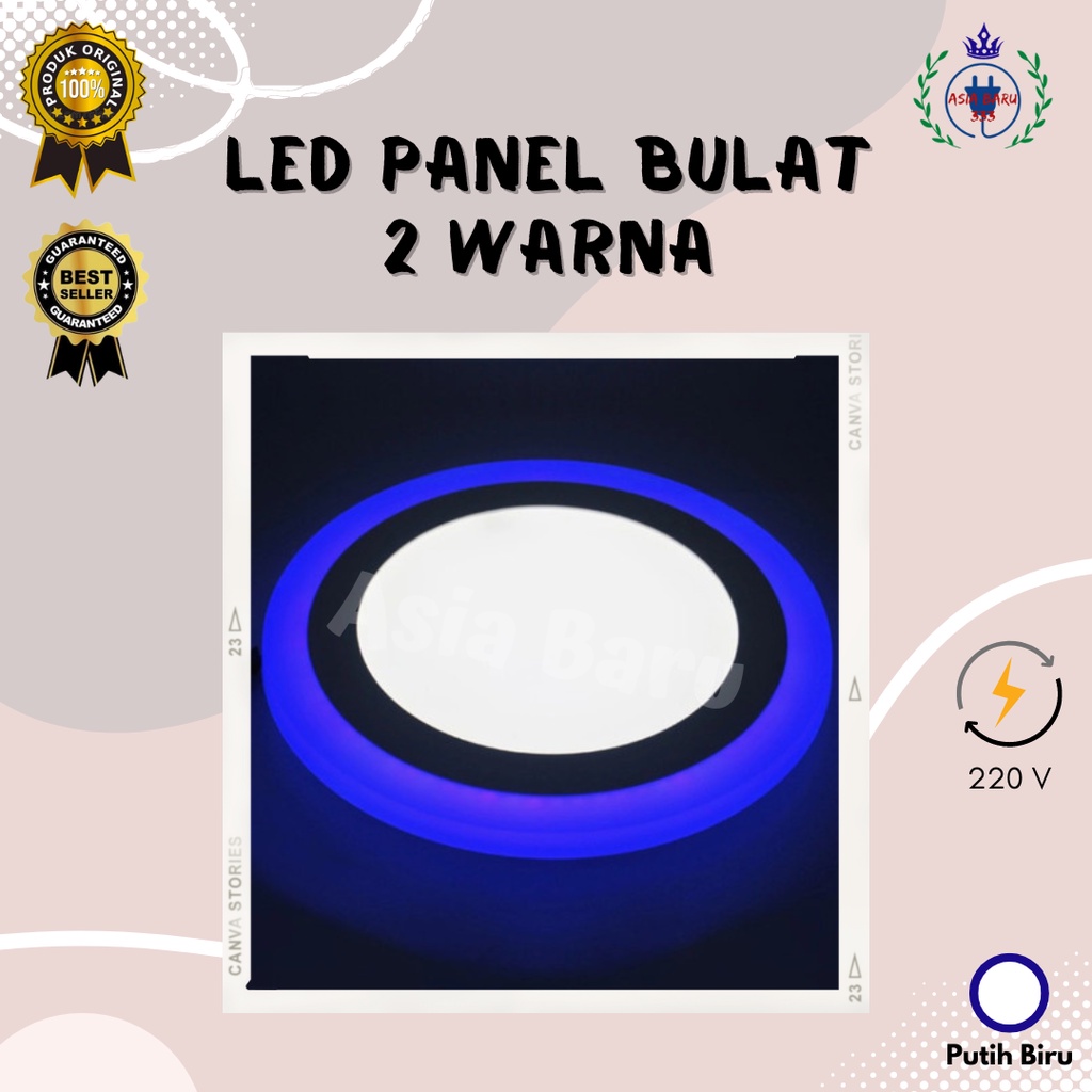 LED Panel Bulat 2 Warna - Putih Biru