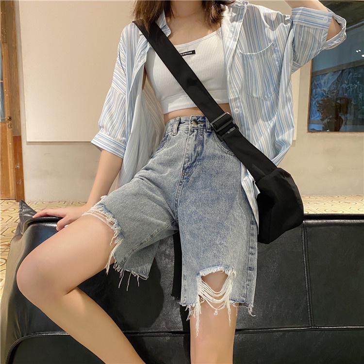 Biru muda Shorts Jeans Pants | Celana Pendek Wanita Casual Korea Jumbo