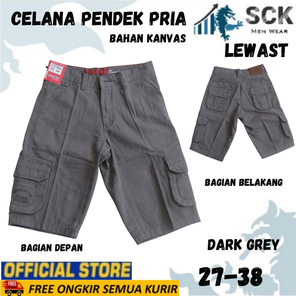 Celana Pendek LEWAST CARGO Bahan Katun 33-38 / Pakaian Pria / Celana Kantong Banyak Laki - sckmenwear GROSIR