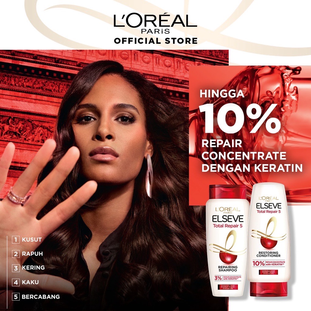 LOREAL PARIS Elseve Shampoo 170ml / 450ml - Total Repair 5 | Fall Resist 3X | Extraordinary Oil - Hair Care