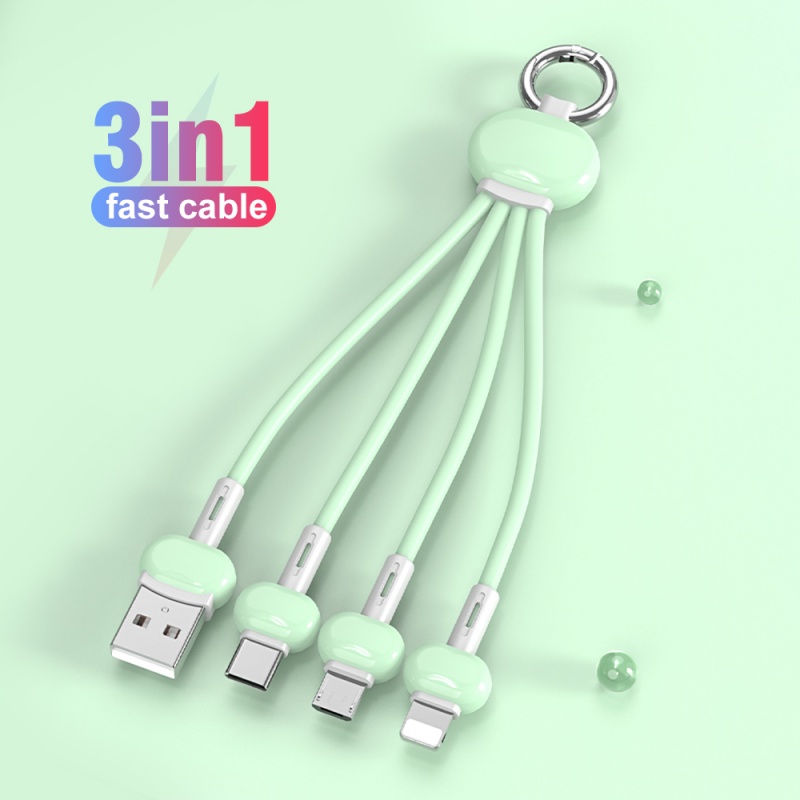 IPHONE Kabel Charger Multi 3in1 Micro USB/Tipe C/8Pin Untuk Iphone13 12 11 Kabel Cas Handphone Ka