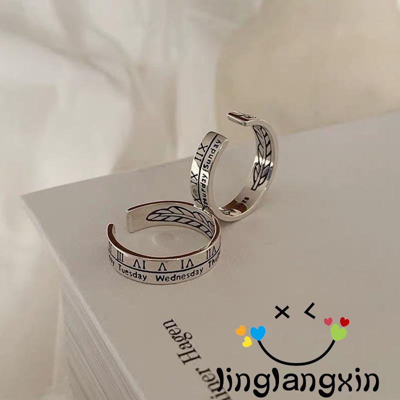 Llx-couple Perhiasan Cincin Alloy Angka Romawi Hadiah Pribadi