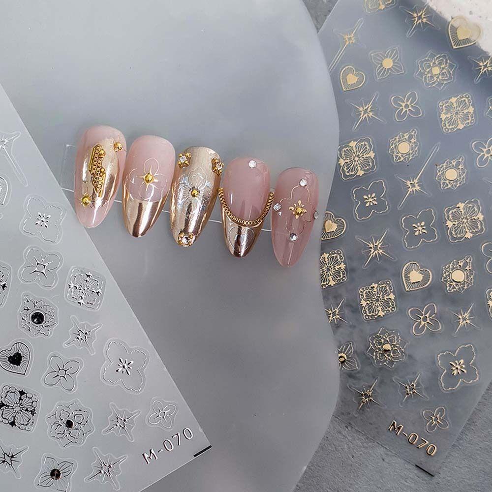 AUGUSTINA Agustina Bunga Stiker Kuku Wanita Bronzing Moon Manicure Aksesoris Bohemia Nail Stickers