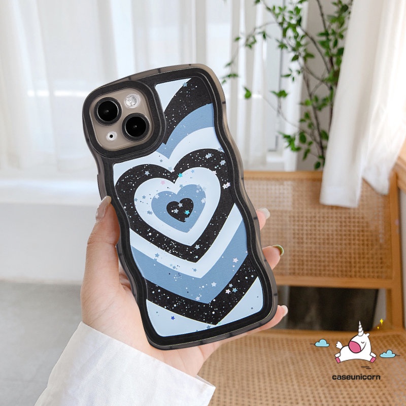 Untuk Samsung A12 A14 A04s A13 A50s A03s A23 A04E A50 A04 A22 A02s A32 A21s A53 A52 A52s A11 A33 A31 A30s A20 A51 Bling Bintang Gradiasi Love Hati Lembut Bergelombang Pola Tepi Case