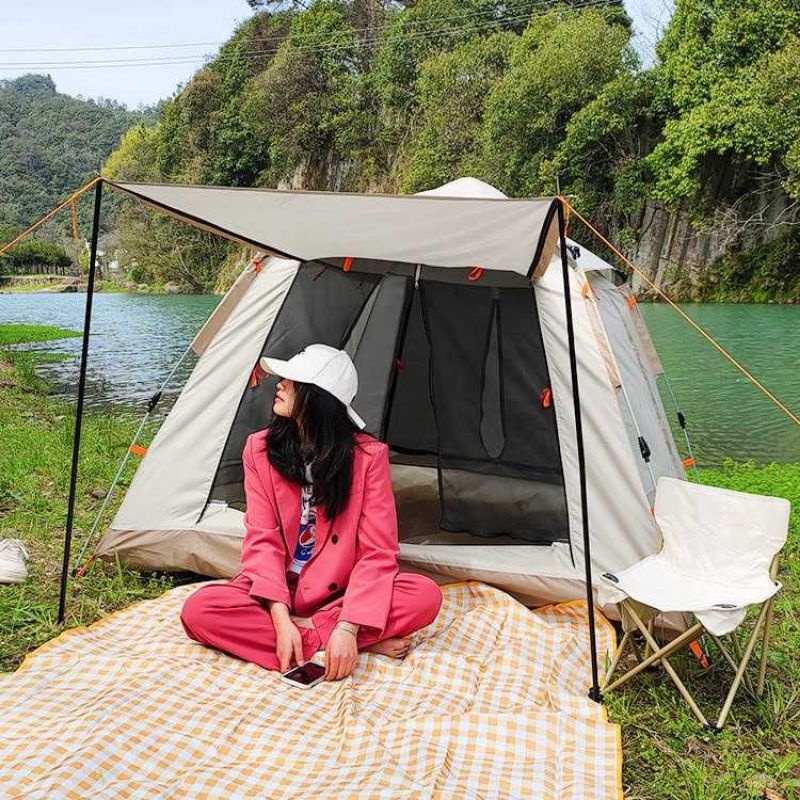 Tenda Camping Buka Otomatis 4 Orang Jendela Open Anti Uv Waterproof Tenda Camping Keluarga Family Tent