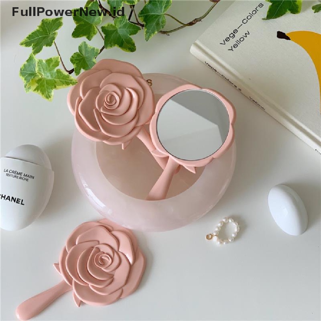 Power Handheld Vanity Mirror Vintage Rose Cermin Rias Cermin Tangan Pocket Mirror ID