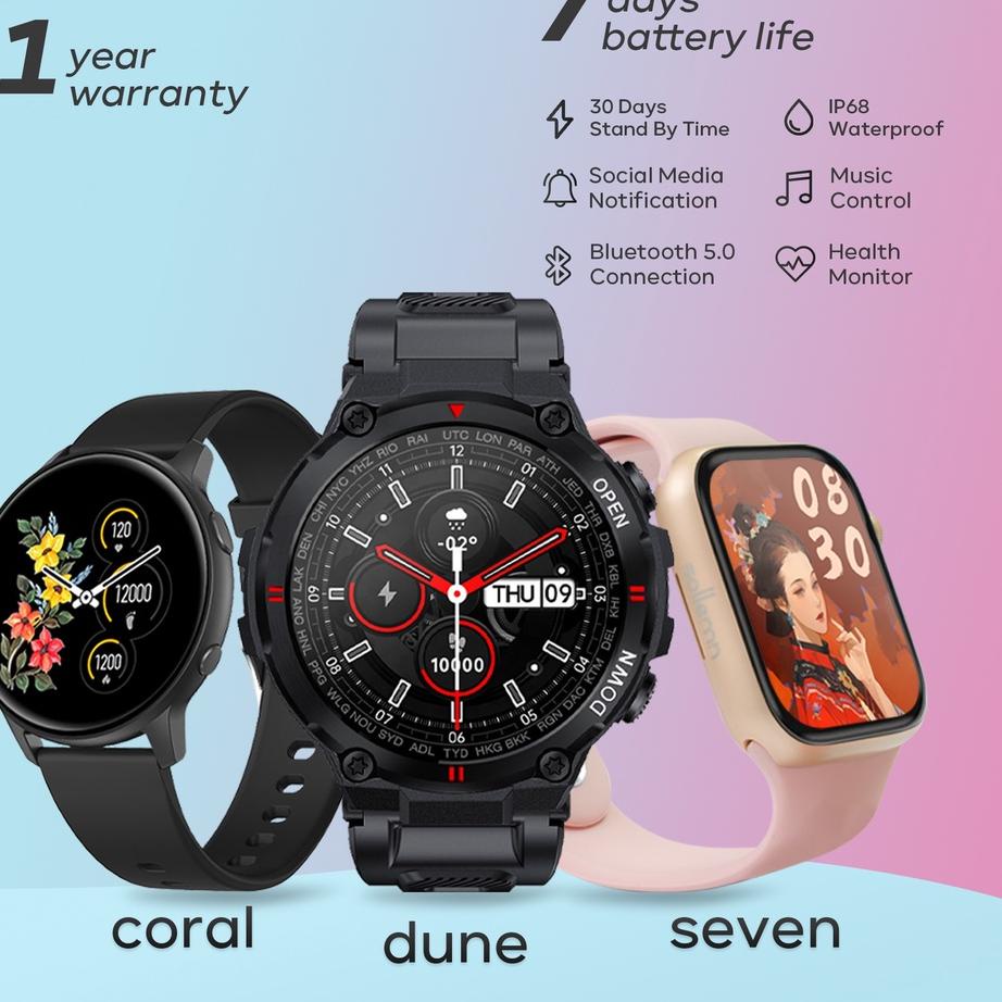 Promo ⚡️Sollemn Smartwatch Bluetooth Call Sport Custom Watch Face, IPS Display, Waterproof | Seven C