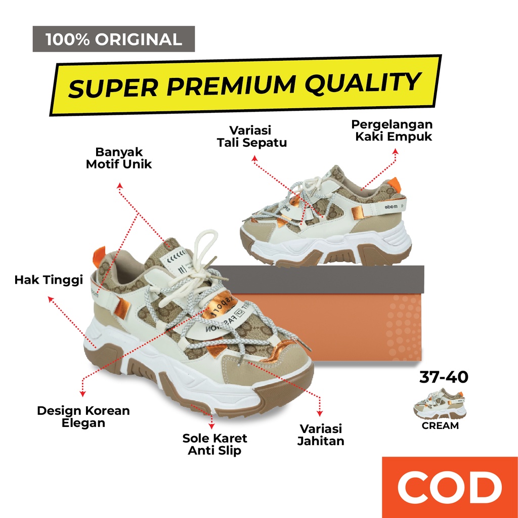 Sepatu Wanita Fashion Korea Lucu Sneakers Import Premium Quality Sports Shoes OOTD Casual Original T