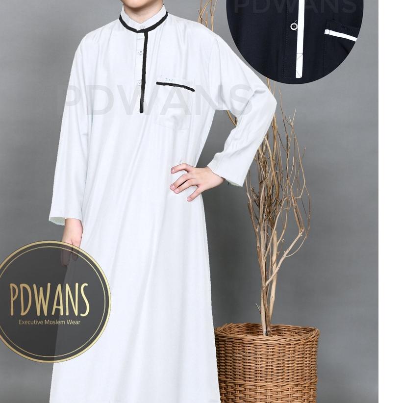 ➸ JUBAH ANAK REMAJA TANGGUNG Baju Muslim Anak Jubah Gamis Putih Hitam ➤